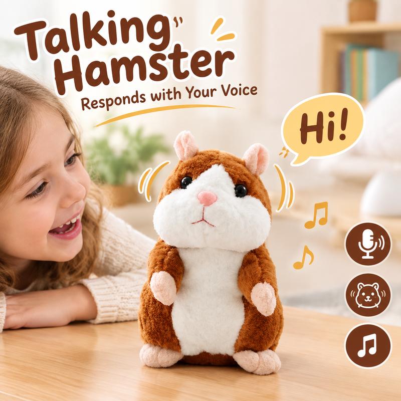 🐹 Last Day Special Price ＄19.99! Free Shipping！✨Talking Hamster Plush – repeats whatever you say, auto head-shaking, hilarious fun for kids & adults.🎁