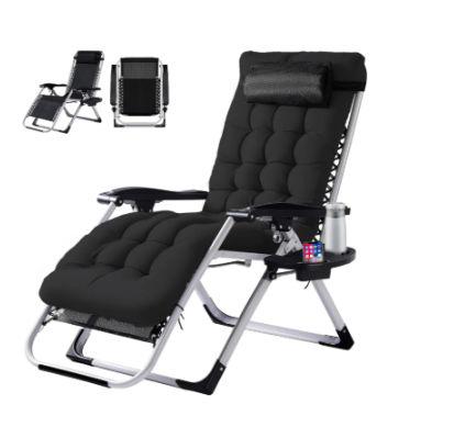 【Deals for You Days】Zero Gravity Reclining Chair - 440LB Capacity with Cup Holder & Removable Cushion, Lockable 90-170&deg; Adjustable for Patio/Camping/Indoor Foldable & Portable