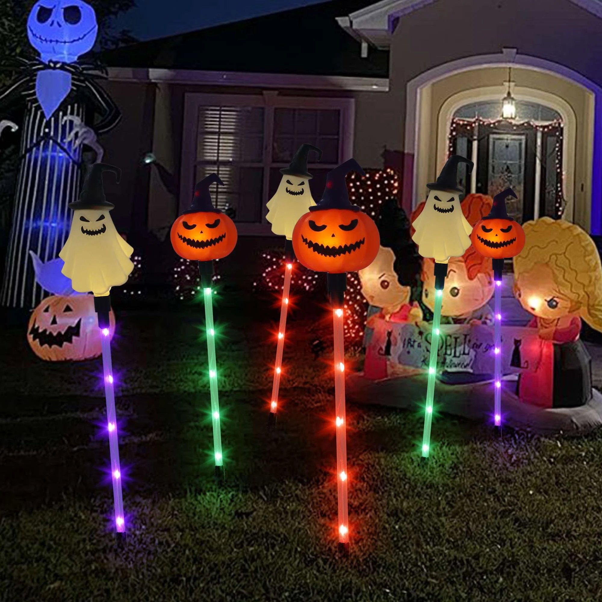 🔥Hot Sale 49% OFF🔥6 Pack Solar LED Pumpkin Ghost Lights Outdoor