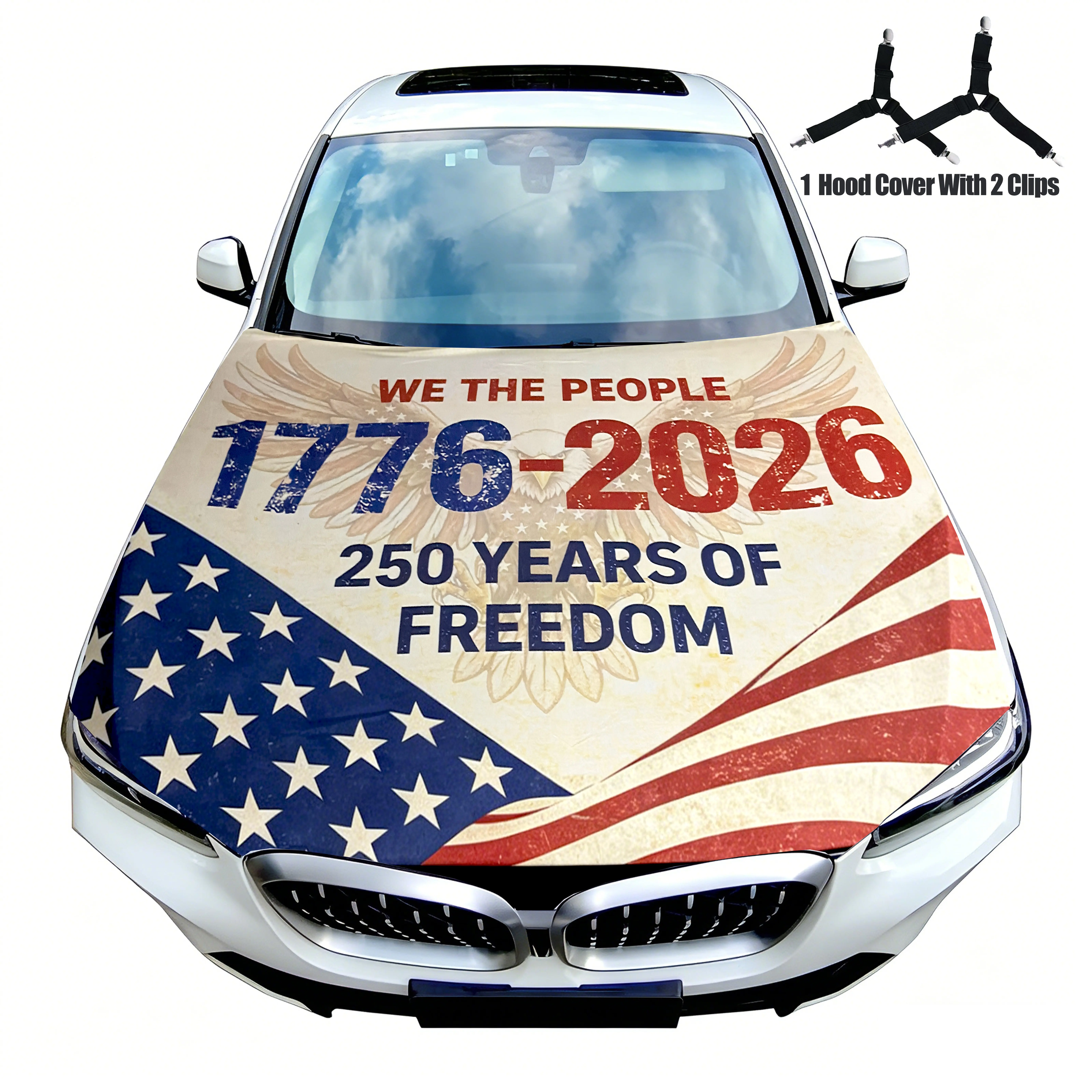 USA Car Flag Hood Cover 4x5ft - Patriotic Decoration