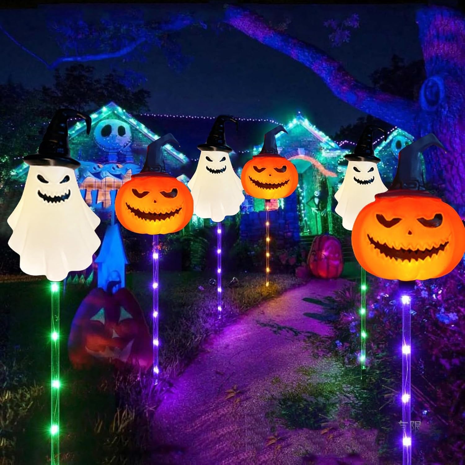 🔥Hot Sale 49% OFF🔥6 Pack Solar LED Pumpkin Ghost Lights Outdoor