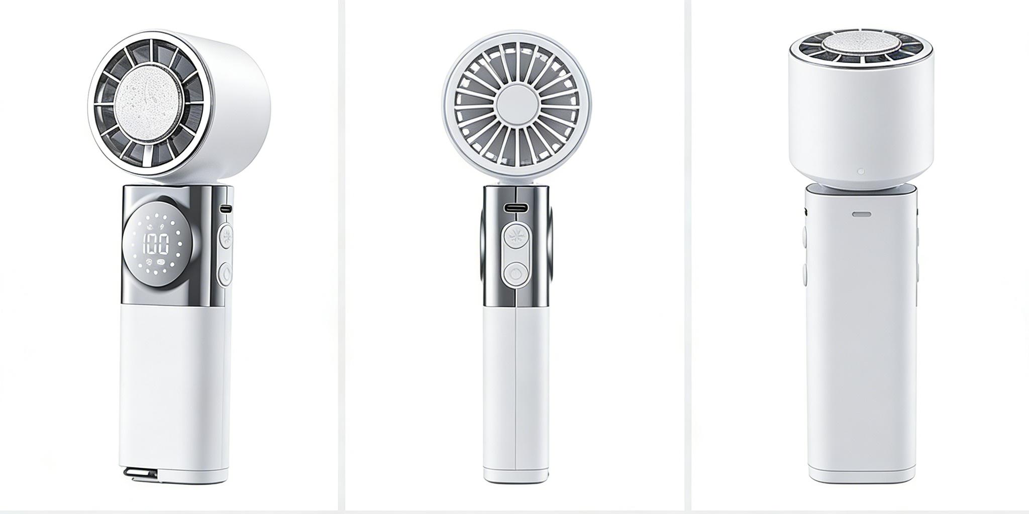 SWEETFULL 7-in-1 Portable Cooling Fan with Emergency Phone Charger Power Bank,Summer Fan(Type-c), Ion Cooling Technology, 100 Speed Turbo Fan with LCD Display, Rechargeable Handheld Fan with Neck Strap for Outdoor Camping Travel Sports