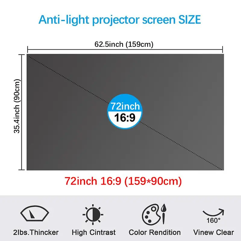 ILEPO 100-Inch 4K UHD Anti-Light Portable Projector Screen