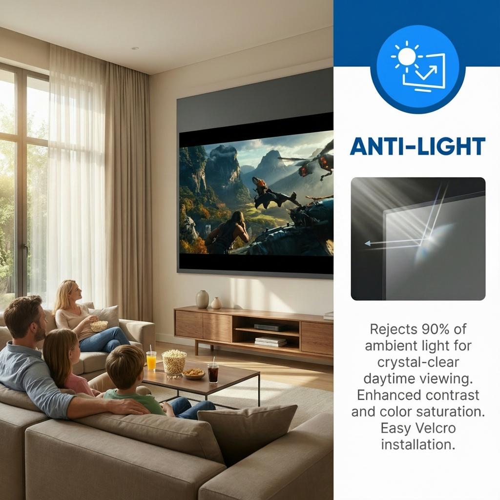 100inch 4K UHD Anti-Light Foldable Portable Projector Scree (Front view provides optimal clarity) for Home Theater Party Office Classroom Outdoor Indoor Movie Projection Screen 120inch