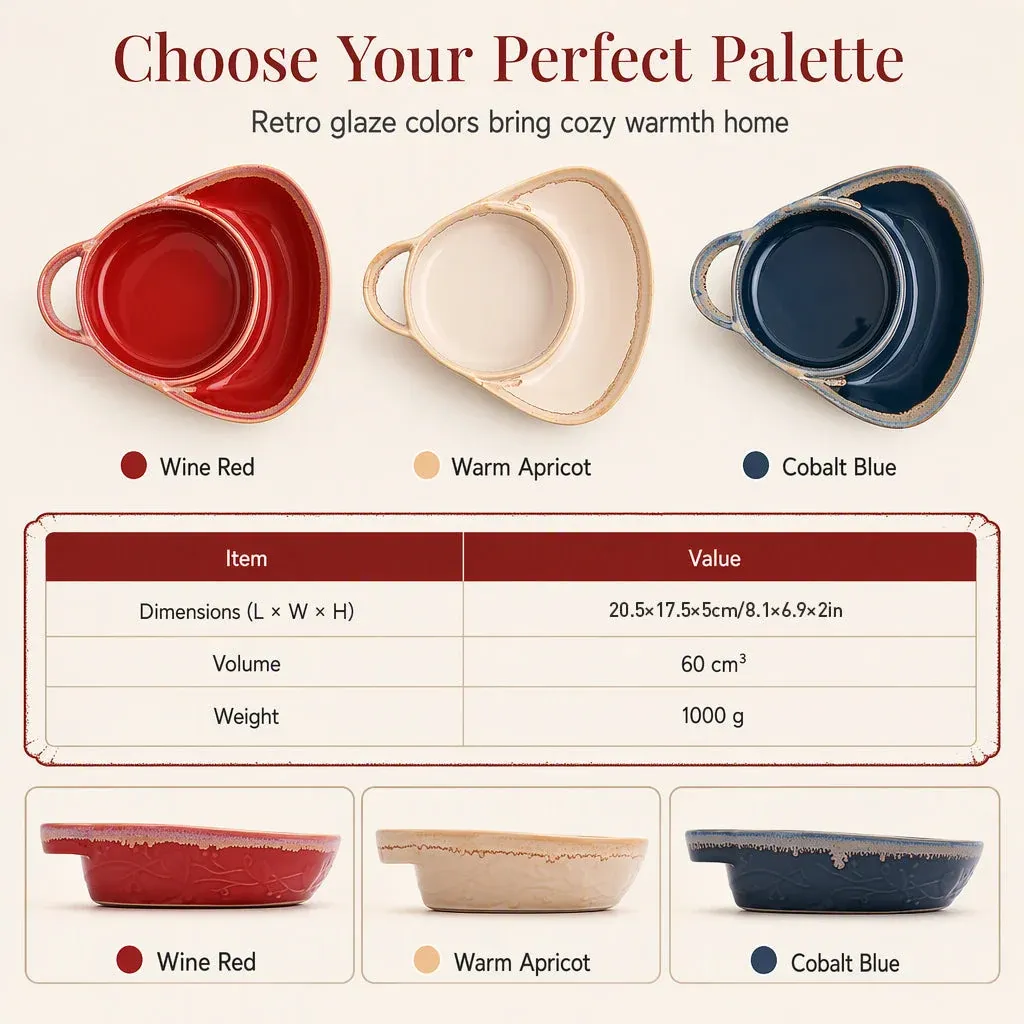 🖤🔥 Black Friday Hot Sale! 🍽️ Retro Ceramic Divided Baking Dish with Single Handle ✨