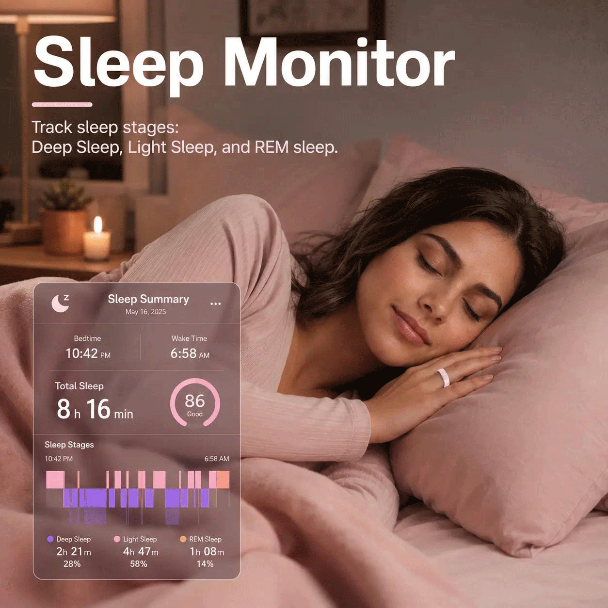  Pink Ceramic Smart Ring for Women, Fitness & Sleep Tracker, Heart Rate & Stress Monitor, Cycle Tracking, IP68 Waterproof, 3–5 Day Battery, iOS & Android, Charging Case#Summervibes#SummerWins#DealsForYouDays
