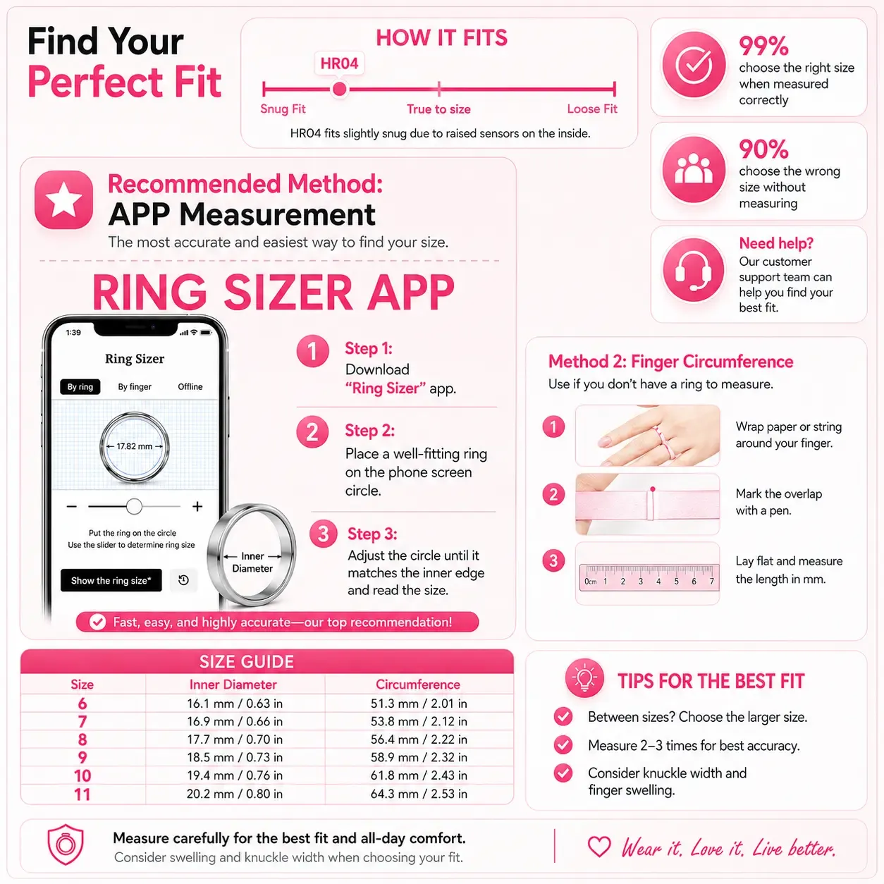  Pink Ceramic Smart Ring for Women, Fitness & Sleep Tracker, Heart Rate & Stress Monitor, Cycle Tracking, IP68 Waterproof, 3–5 Day Battery, iOS & Android, Charging Case#Summervibes#SummerWins#DealsForYouDays