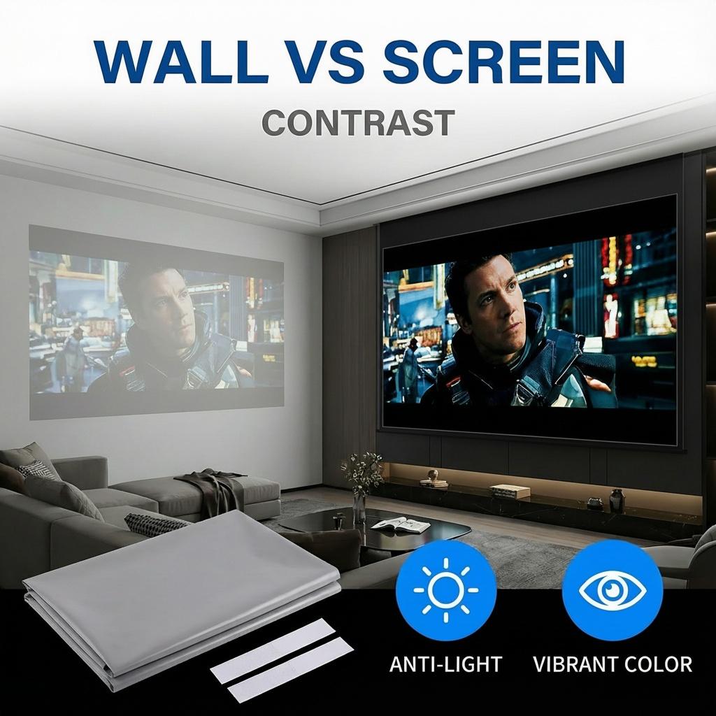 100inch 4K UHD Anti-Light Foldable Portable Projector Scree (Front view provides optimal clarity) for Home Theater Party Office Classroom Outdoor Indoor Movie Projection Screen 120inch