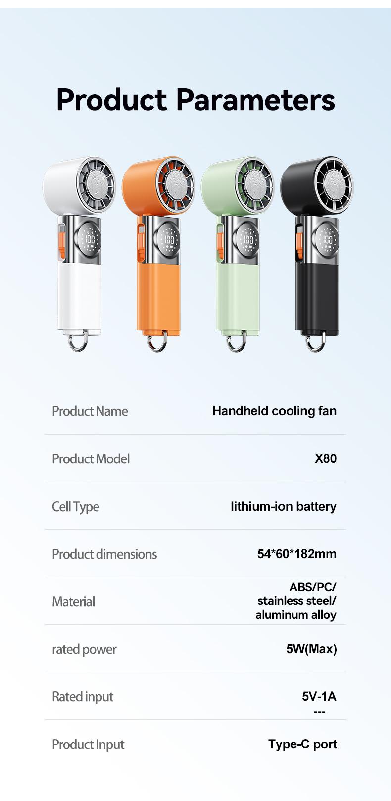 SWEETFULL 7-in-1 Portable Cooling Fan with Emergency Phone Charger Power Bank,Summer Fan(Type-c), Ion Cooling Technology, 100 Speed Turbo Fan with LCD Display, Rechargeable Handheld Fan with Neck Strap for Outdoor Camping Travel Sports
