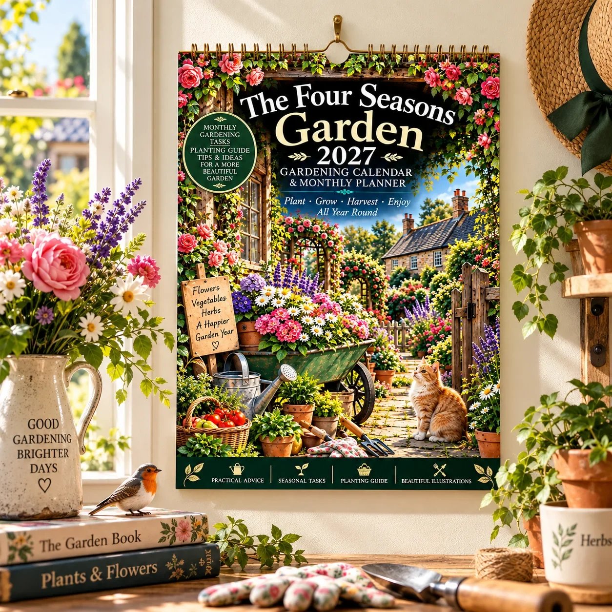 🌿2027 Four Seasons Gardening Calendar & Monthly Planner | Planting Guide, Garden Tasks & Plant Labels🌱