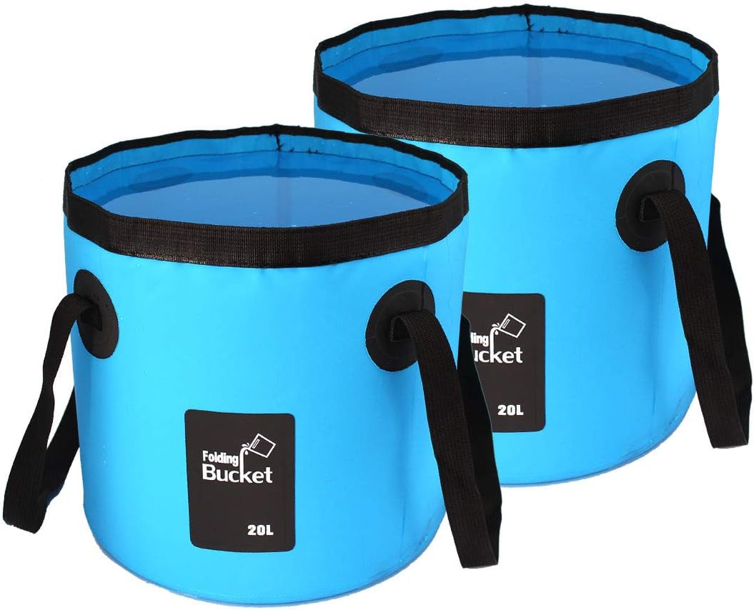 Collapsible Bucket, Camping Water Storage Container 5 Gallon(20L) Portable Folding Wash Basin for Traveling Hiking Fishing Boating Gardening