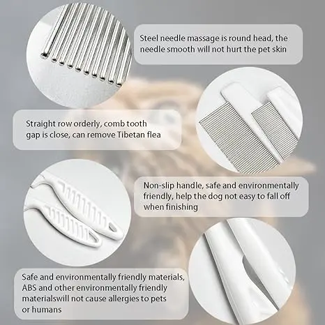 2 Pack Multifunctional Pet Grooming Comb Set for Small Dogs