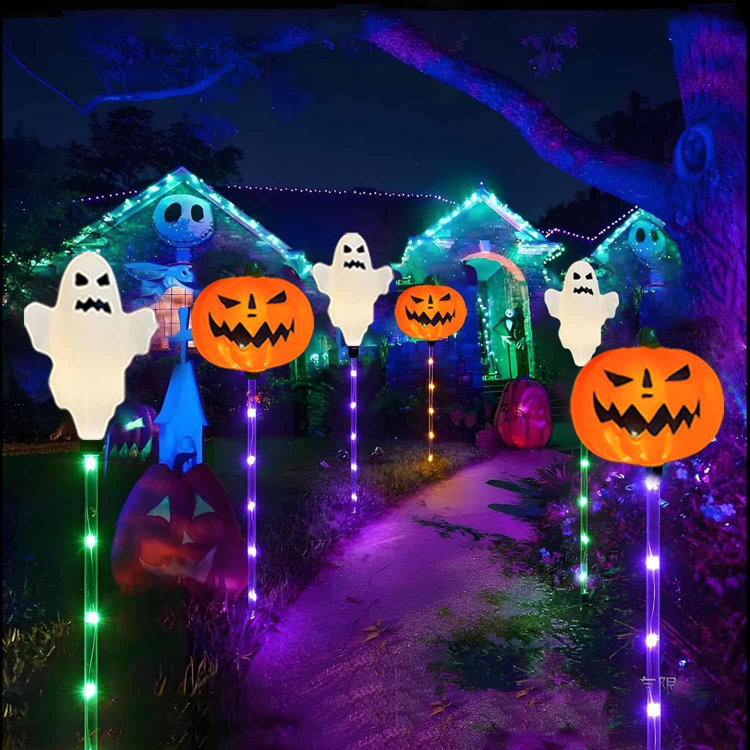 🔥Hot Sale 49% OFF🔥6 Pack Solar LED Pumpkin Ghost Lights Outdoor