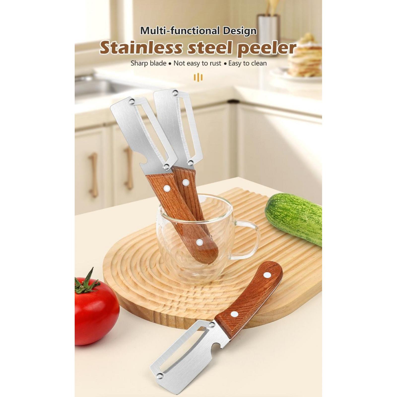 Premium-Grade Fruit & Vegetable Peeler|   Sharp Stainless Steel Blade, Ergonomic Wooden Handle + Built-in Bottle Opener – Ideal for Daily Kitchen Use