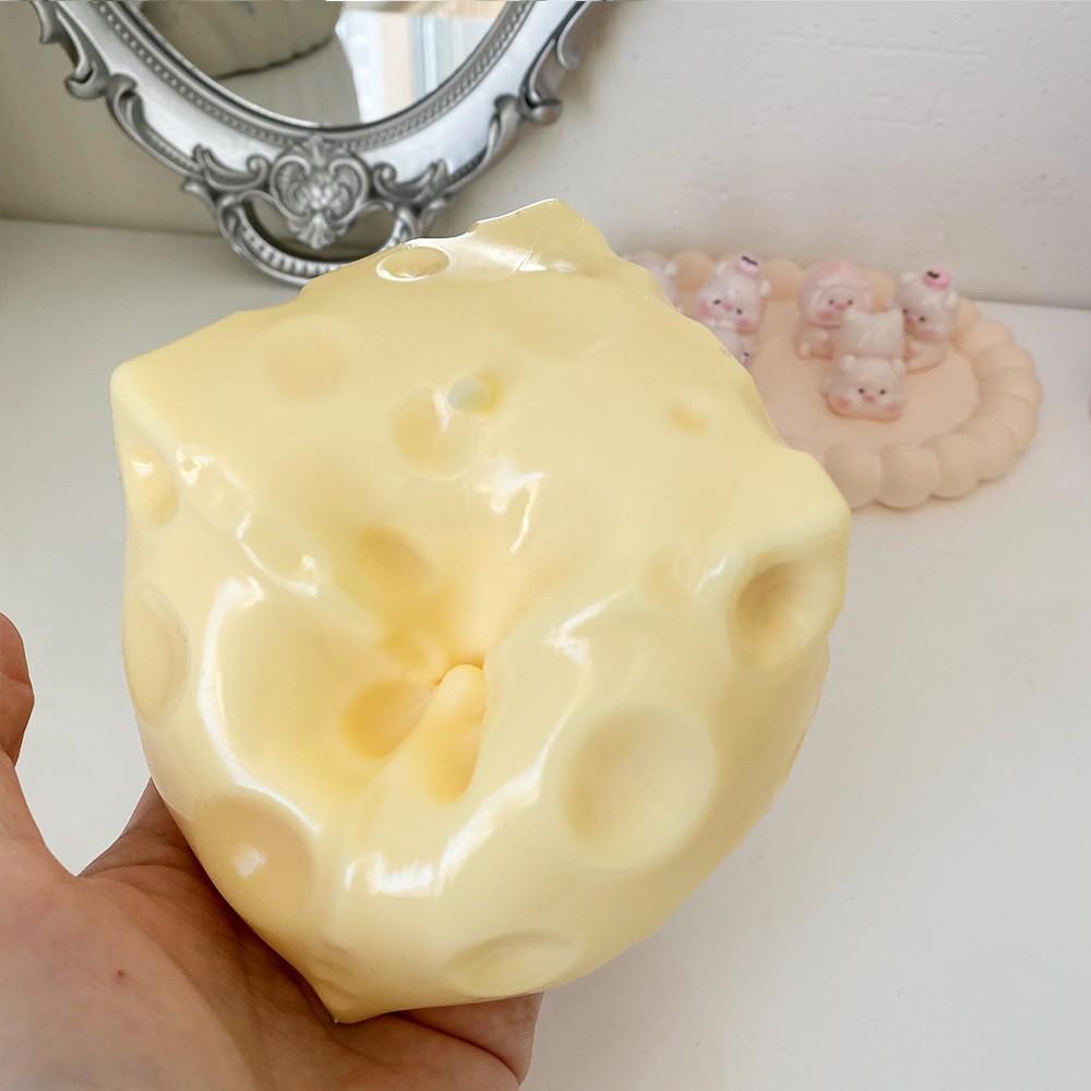 Moldable Squishy Cheese Block, Giant Yellow Fidget Toy with Soft Slow-Rising Texture, ASMR Stress Ball with Squeeze Feature for Play & Relaxation, Stress Relief Squishy