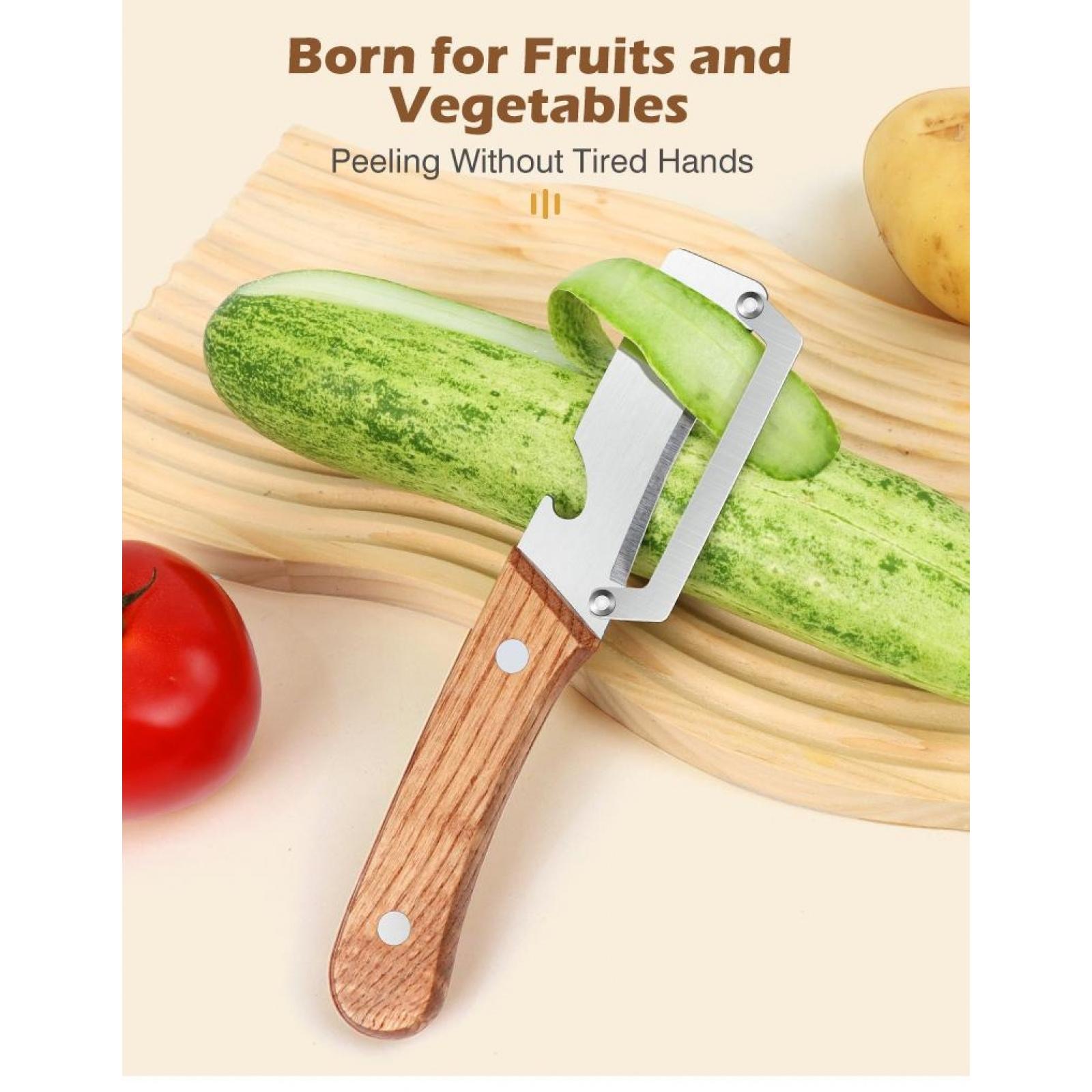 Premium-Grade Fruit & Vegetable Peeler|   Sharp Stainless Steel Blade, Ergonomic Wooden Handle + Built-in Bottle Opener – Ideal for Daily Kitchen Use