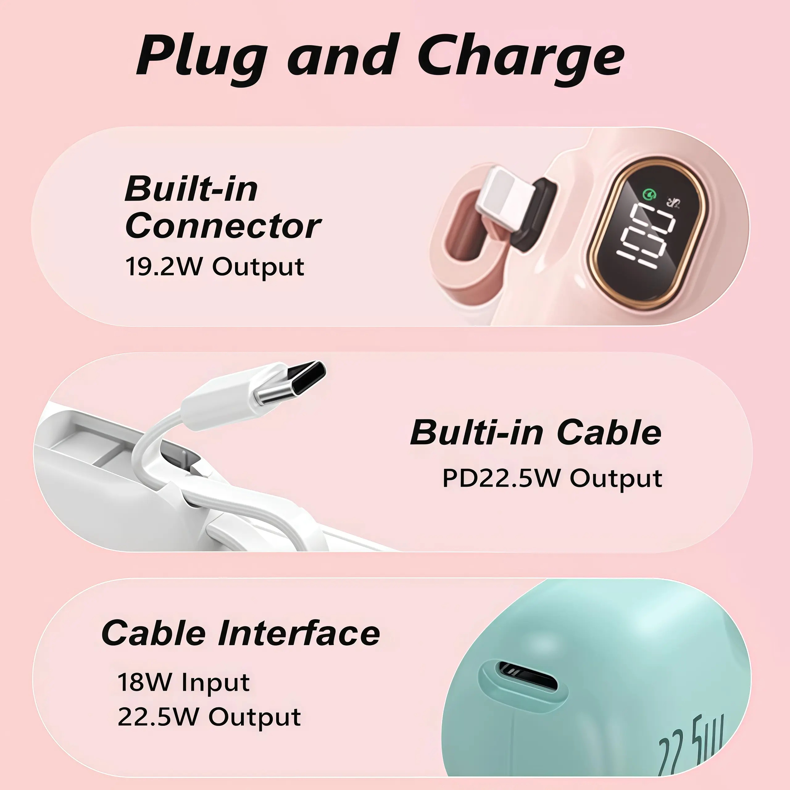 5000mAh Mini Portable Charger with 22.5W Output