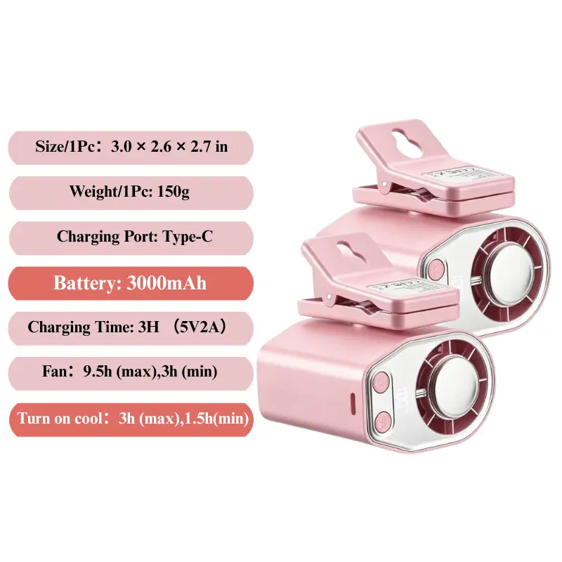 【Father's Day Gift】Joytutus Car Clip-On Fan, Car Accessories, Portable Fan with LED Display, 360° Rotation, 100-Speed Stepless Adjustment, USB-Rechargeable Charging Button , Cars Accessories