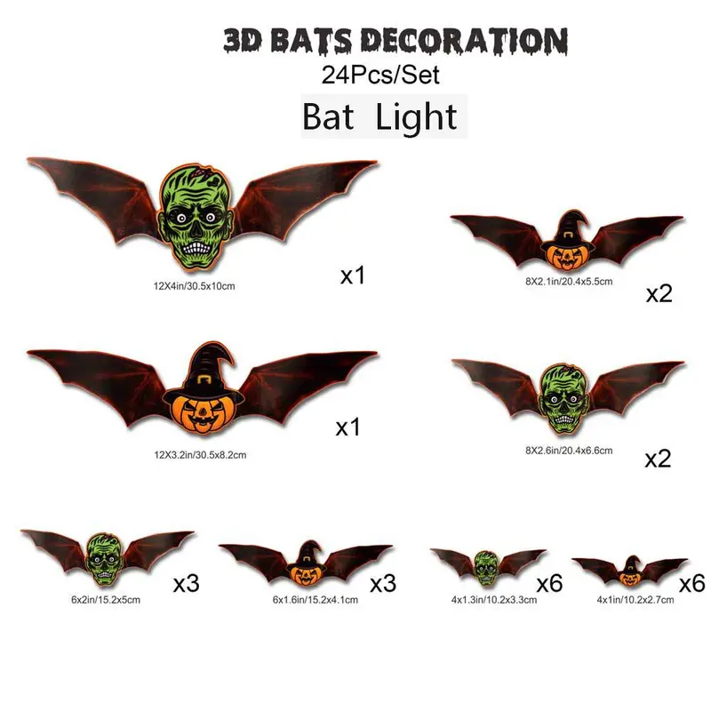 BougeRV 3D Bat Light Design LED Decorations - 12pcs Set