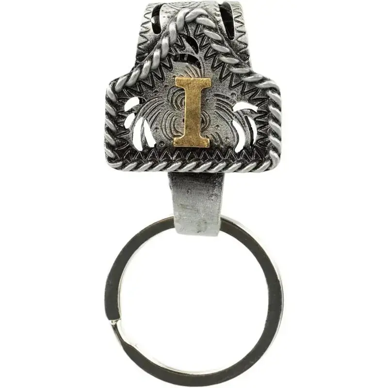 Handmade Cow Tag Belt Key Holder with Copper Initial