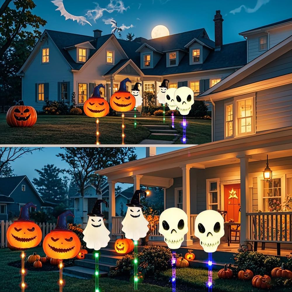 🔥Hot Sale 49% OFF🔥6 Pack Solar LED Pumpkin Ghost Lights Outdoor
