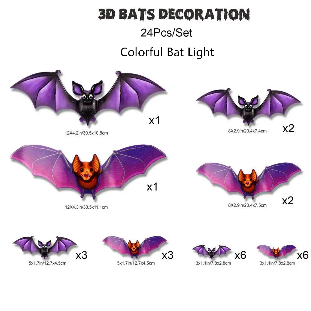 BougeRV 3D Bat Light Design LED Decorations - 12pcs Set