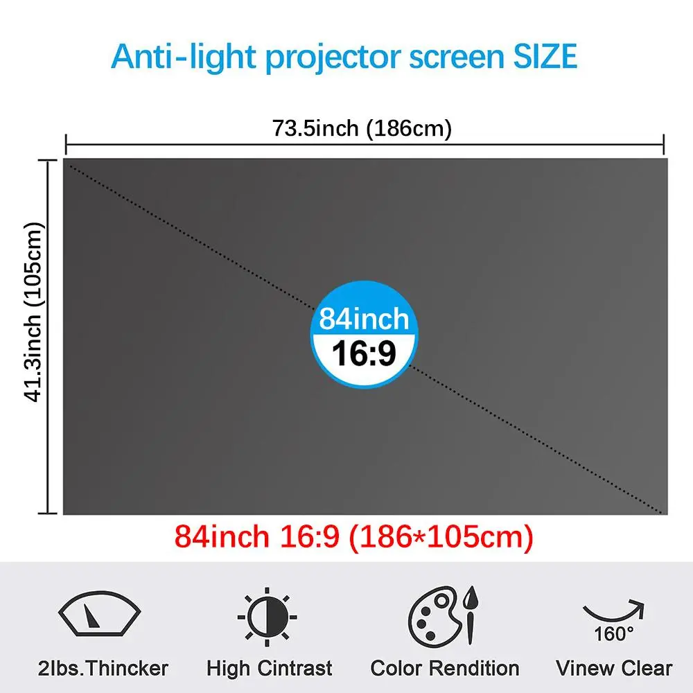 ILEPO 100-Inch 4K UHD Anti-Light Portable Projector Screen