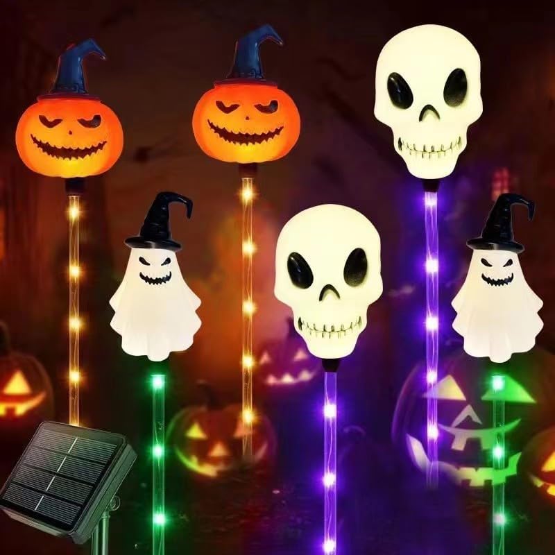 🔥Hot Sale 49% OFF🔥6 Pack Solar LED Pumpkin Ghost Lights Outdoor