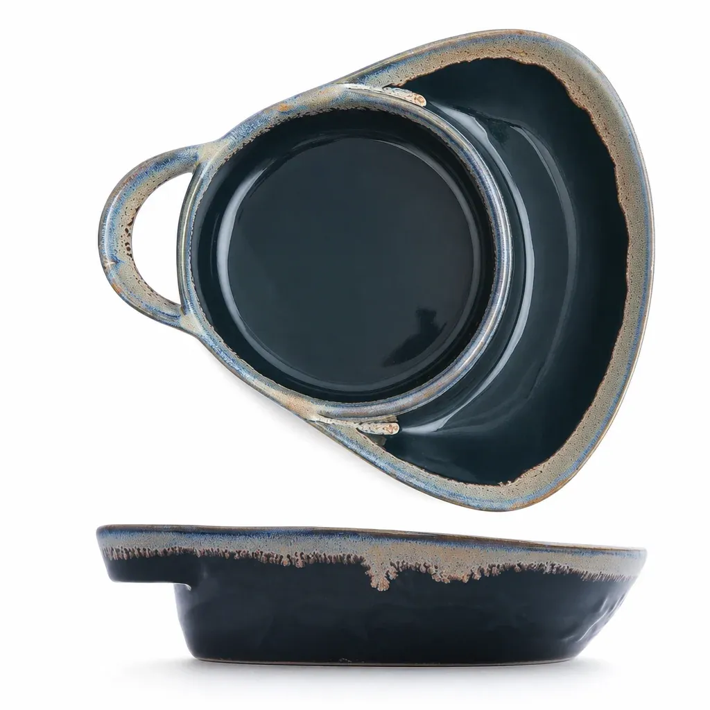 🖤🔥 Black Friday Hot Sale! 🍽️ Retro Ceramic Divided Baking Dish with Single Handle ✨