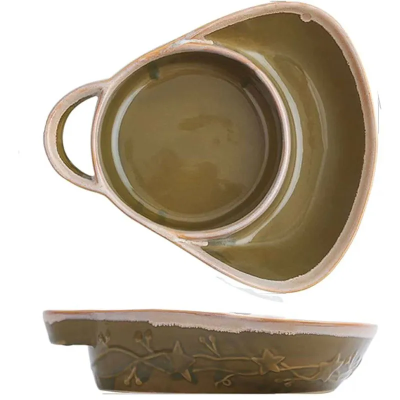 🖤🔥 Black Friday Hot Sale! 🍽️ Retro Ceramic Divided Baking Dish with Single Handle ✨