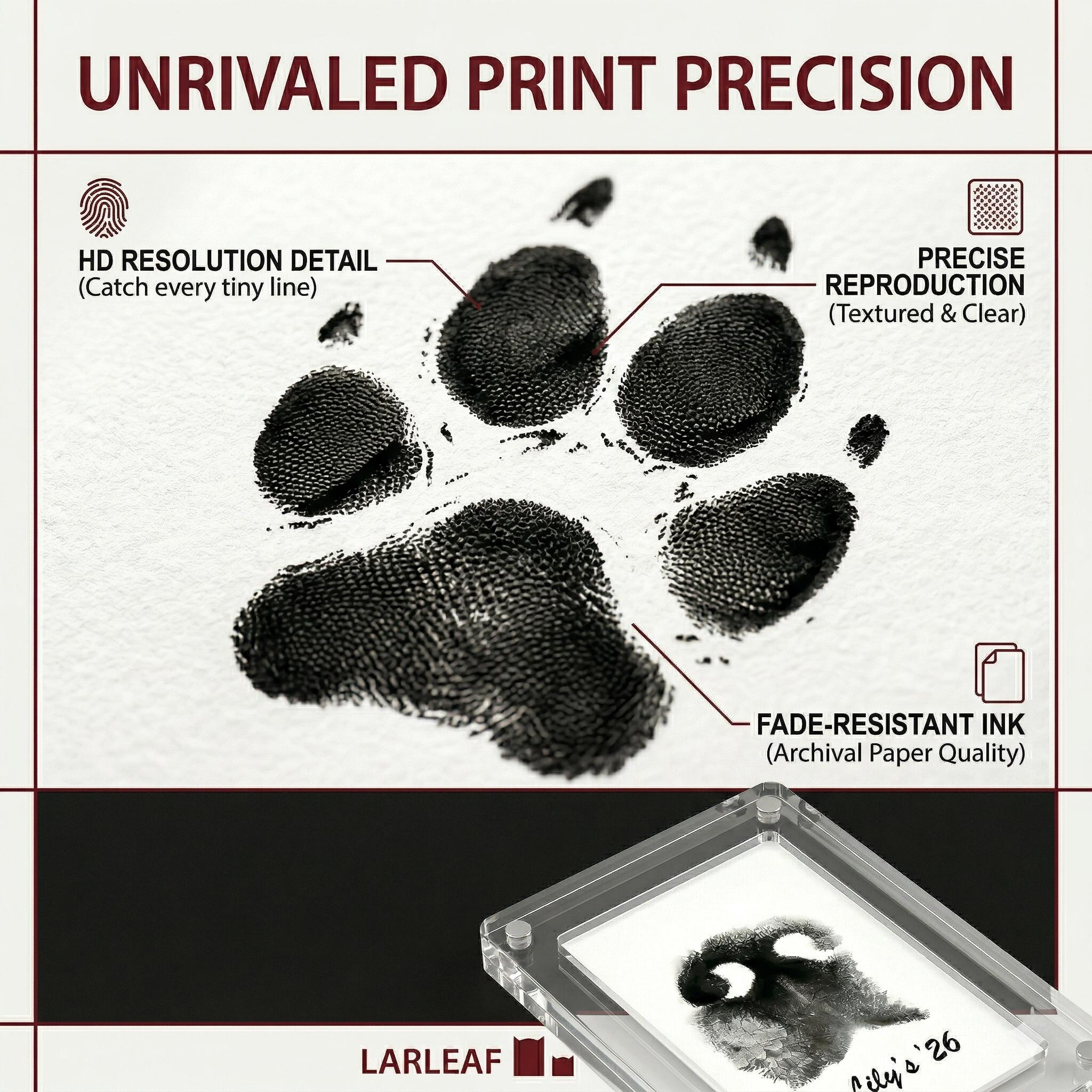 4-Pcs Paw Print Kit + 2 Photo Frame, Larleaf Dog Nose Print Kit, Mess-Free Paw Print Stamp Pad for Dogs & Cats, Clean Touch Ink Pad, Ink Pad for Hand and Footprints, Print Photo Frame Kit, Dog Stuff #Summervibes #