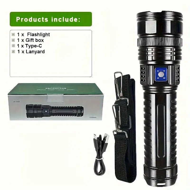  2-in-1 Strong Flashlight - Rechargeable & Waterproof