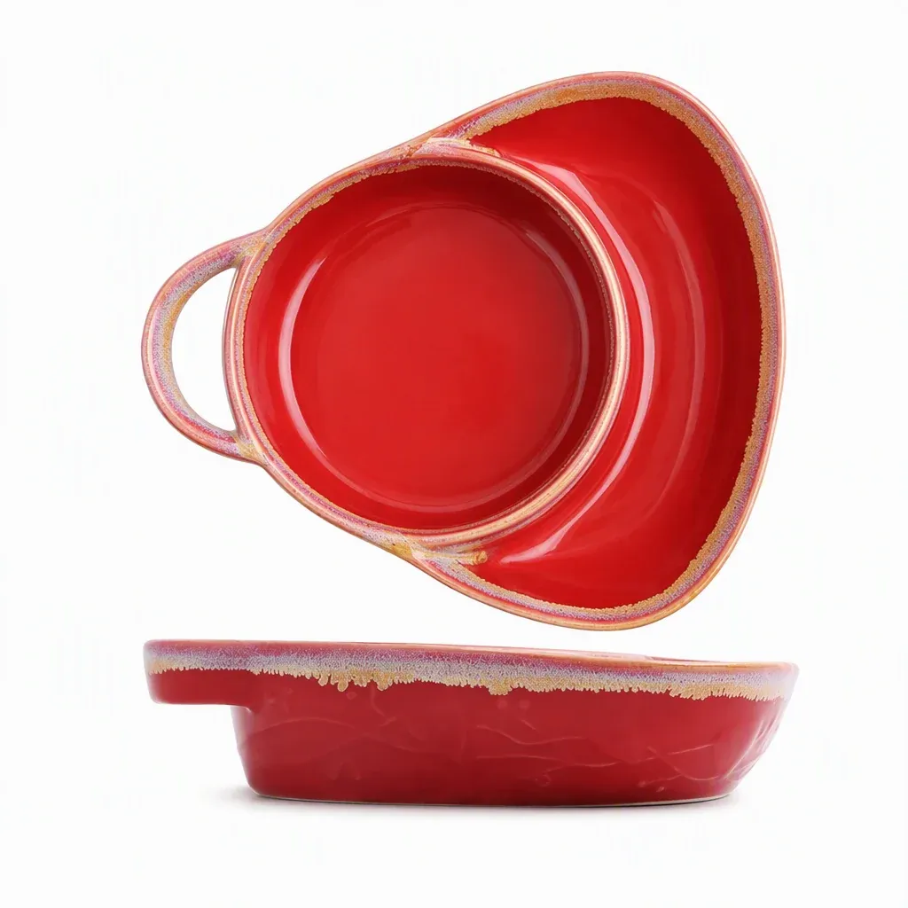 🖤🔥 Black Friday Hot Sale! 🍽️ Retro Ceramic Divided Baking Dish with Single Handle ✨
