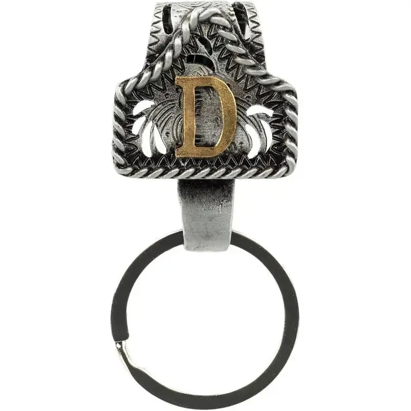 Handmade Cow Tag Belt Key Holder with Copper Initial