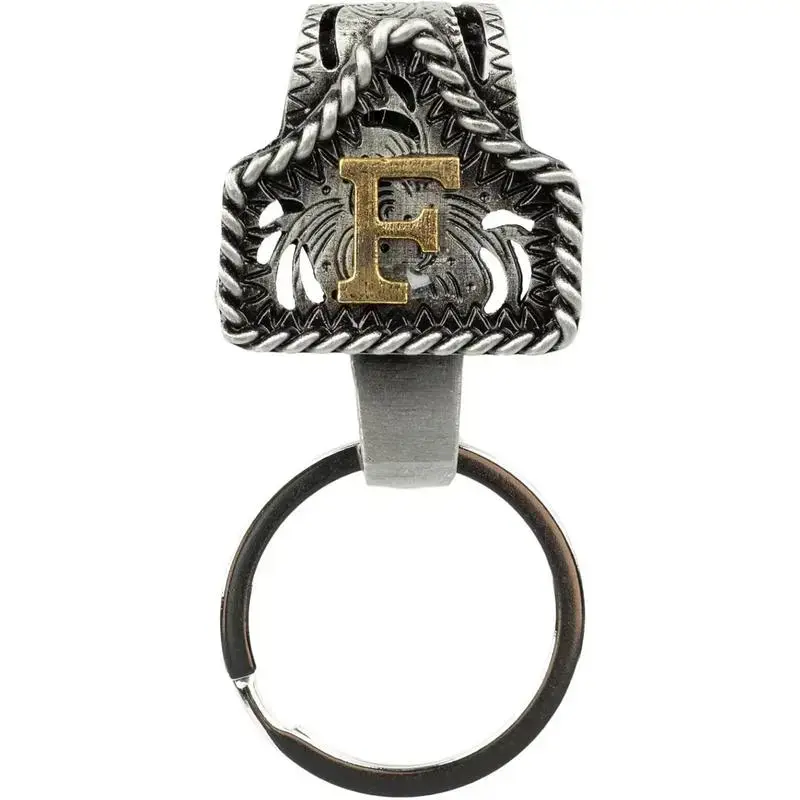 Handmade Cow Tag Belt Key Holder with Copper Initial