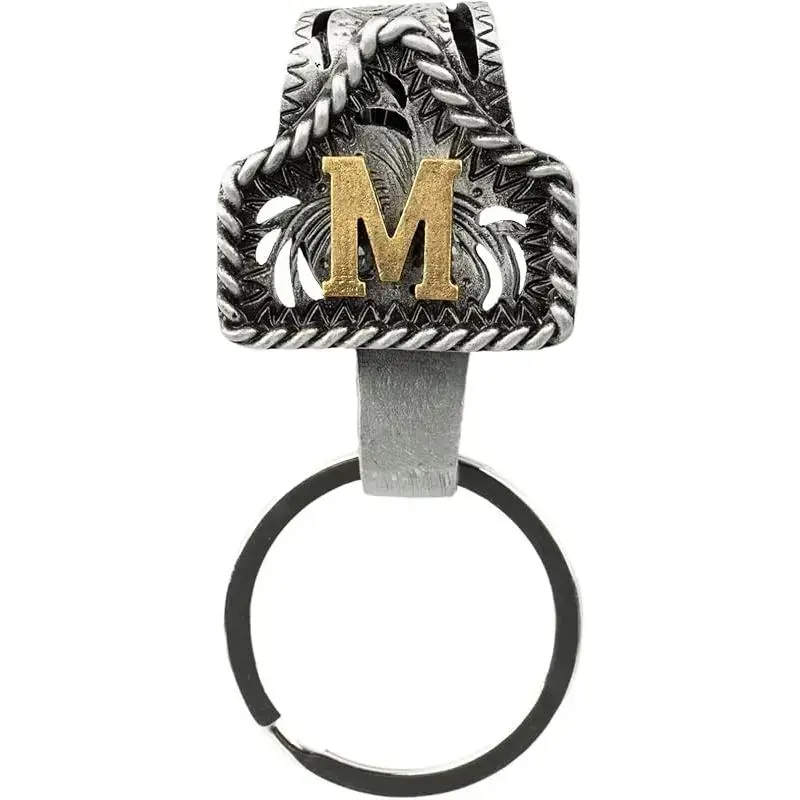Handmade Cow Tag Belt Key Holder with Copper Initial