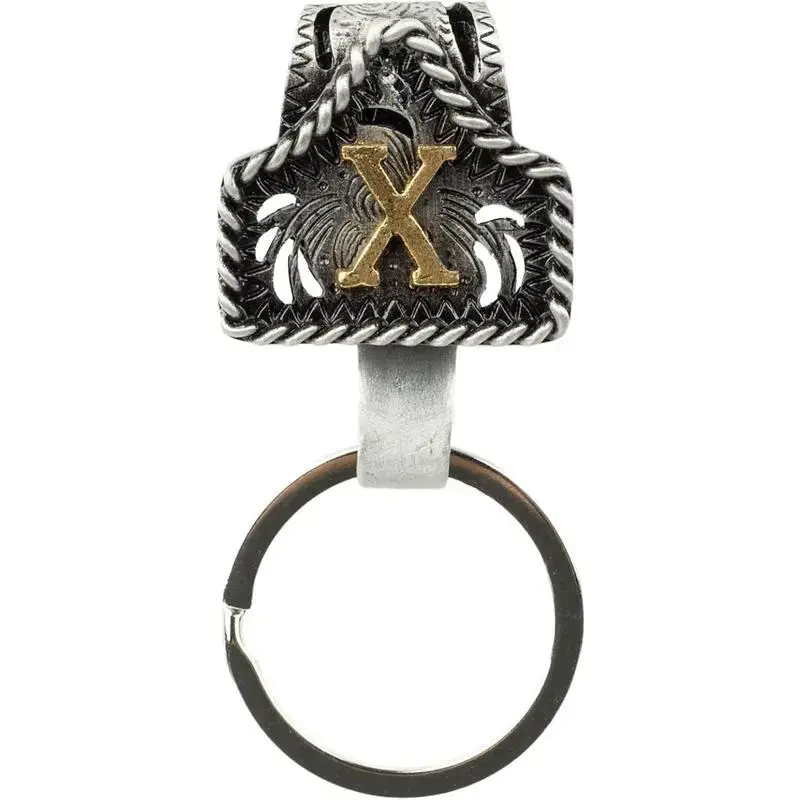 Handmade Cow Tag Belt Key Holder with Copper Initial