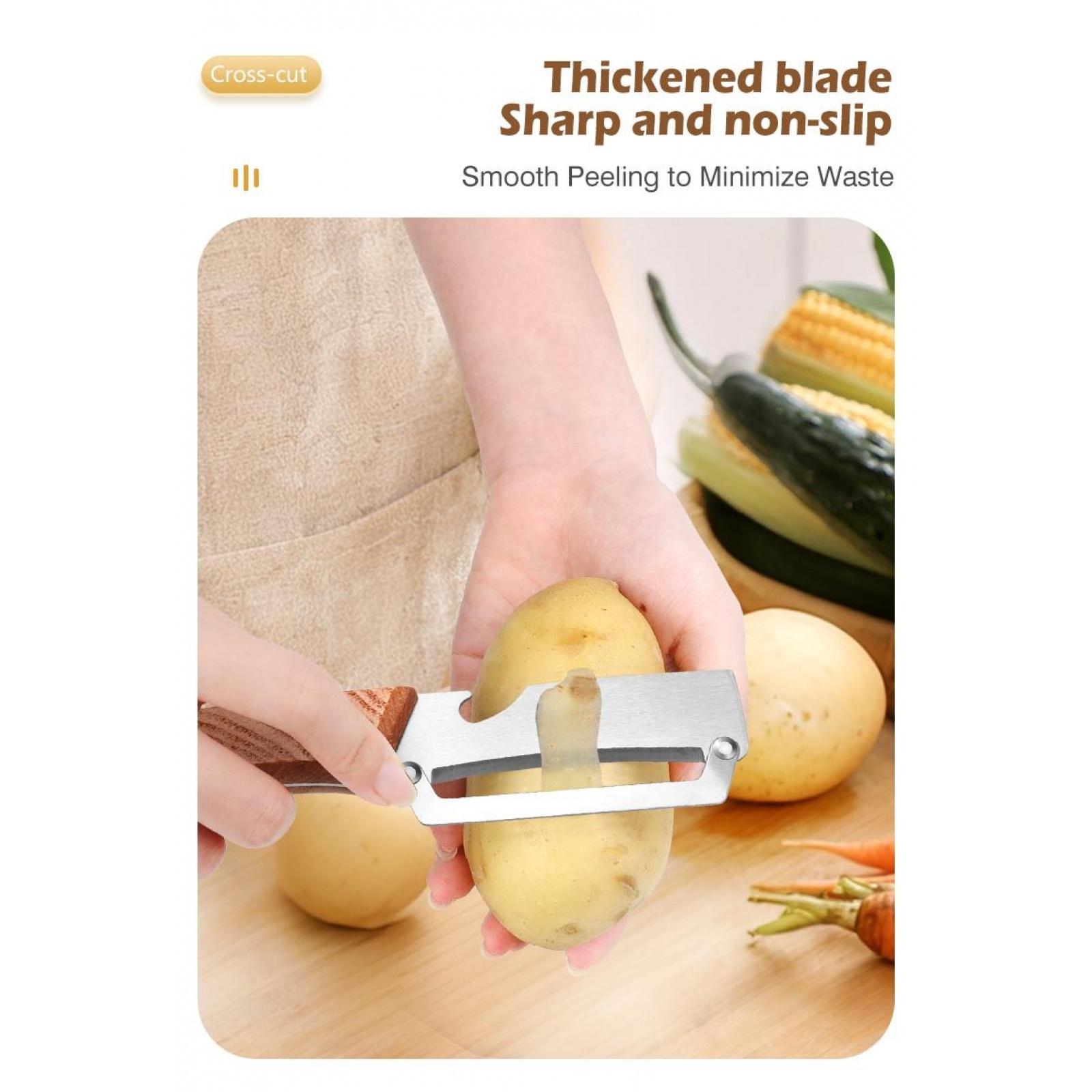 Premium-Grade Fruit & Vegetable Peeler|   Sharp Stainless Steel Blade, Ergonomic Wooden Handle + Built-in Bottle Opener – Ideal for Daily Kitchen Use