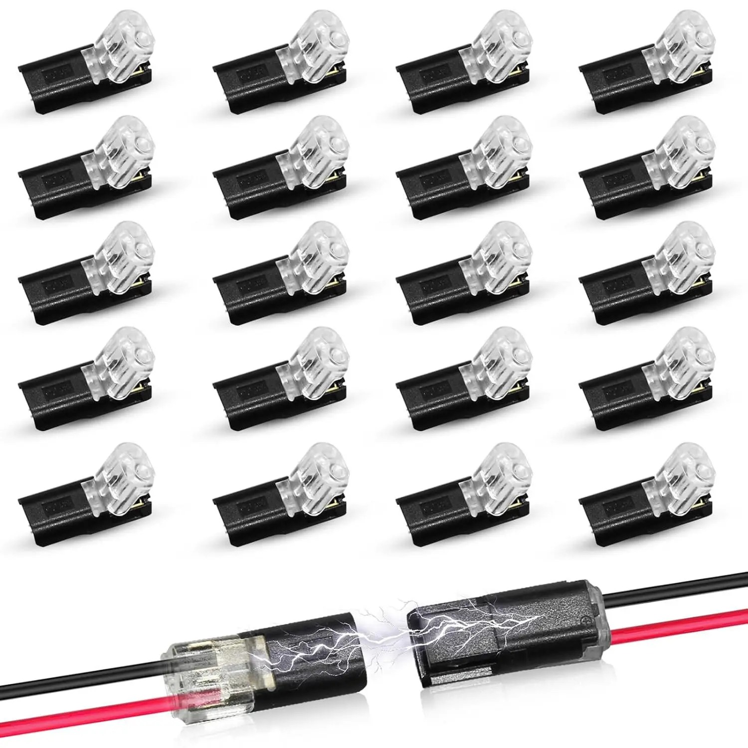 【FathersDayGift】Double-Wire Plug-in Connector Led Light Strip Connectors 2 Pin, Low Voltage Wire Connector with Locking Buckle, Fast Connect Plugs Led Connectors for Strip Lights，Lead strip automotive wiring electricity Power Distribution Secure -YY