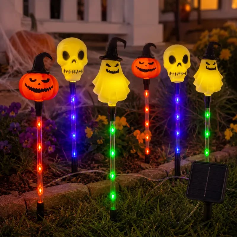 🔥Hot Sale 49% OFF🔥6 Pack Solar LED Pumpkin Ghost Lights Outdoor