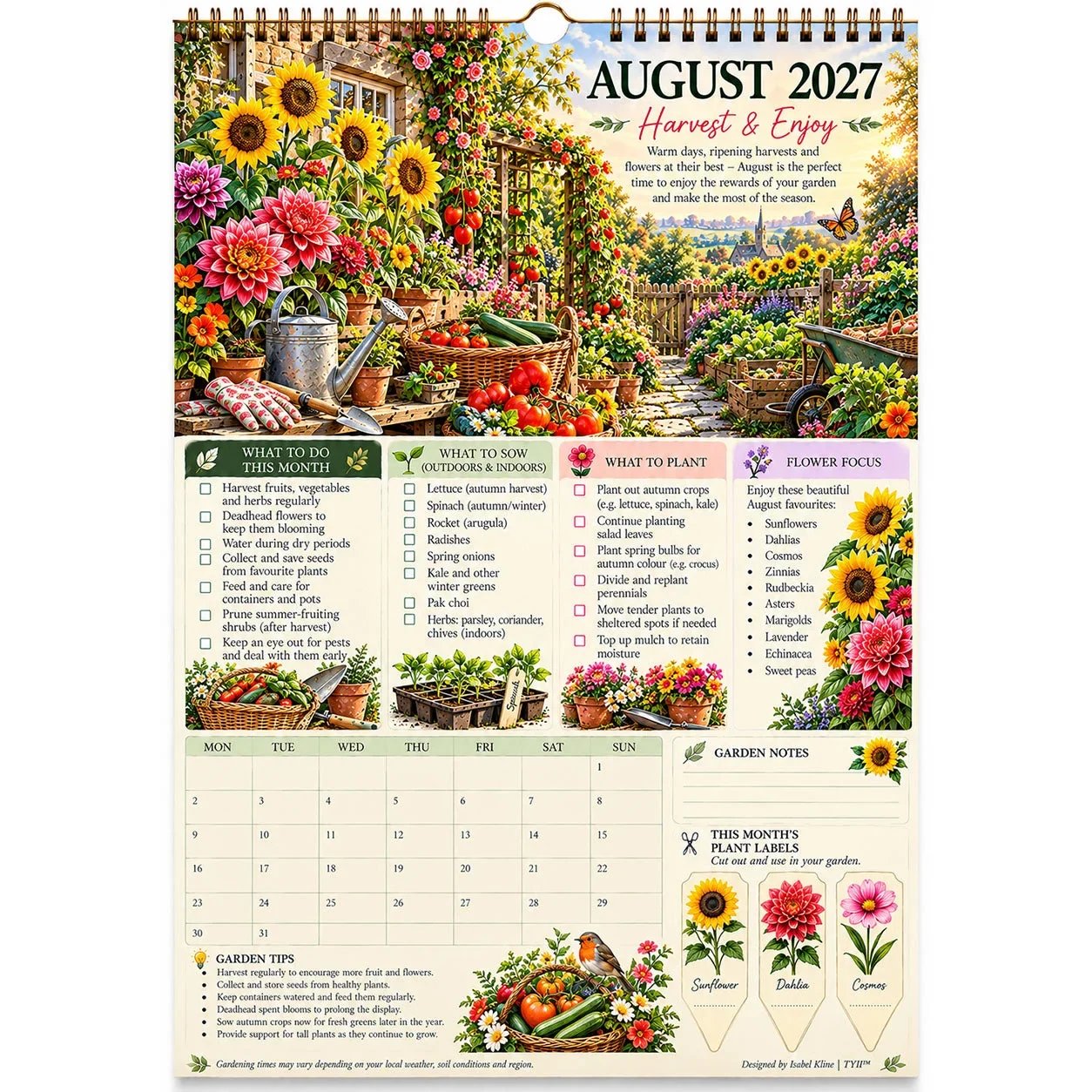 🌿2027 Four Seasons Gardening Calendar & Monthly Planner | Planting Guide, Garden Tasks & Plant Labels🌱