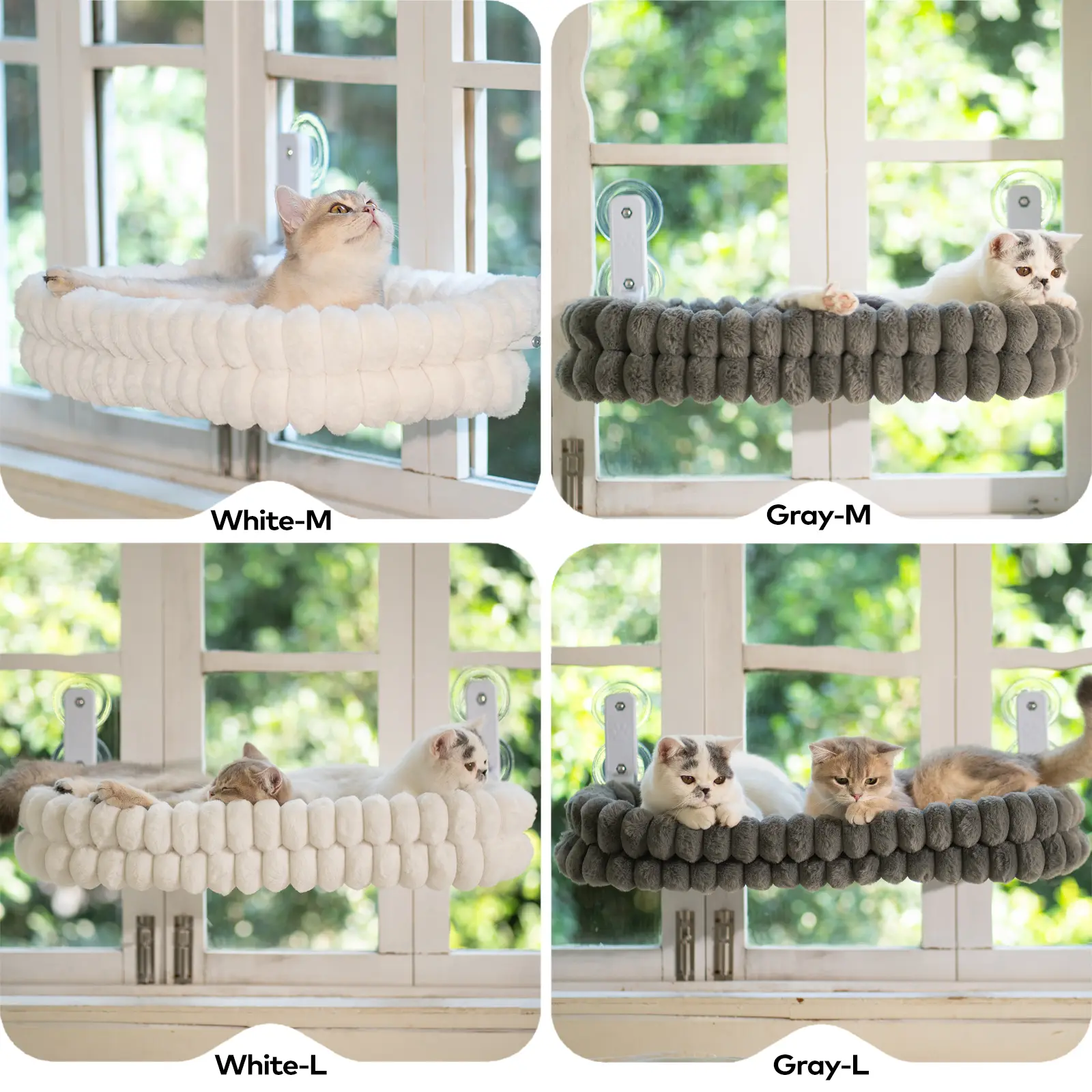 Folding Cat Hammock for Window - Cordless & Washable