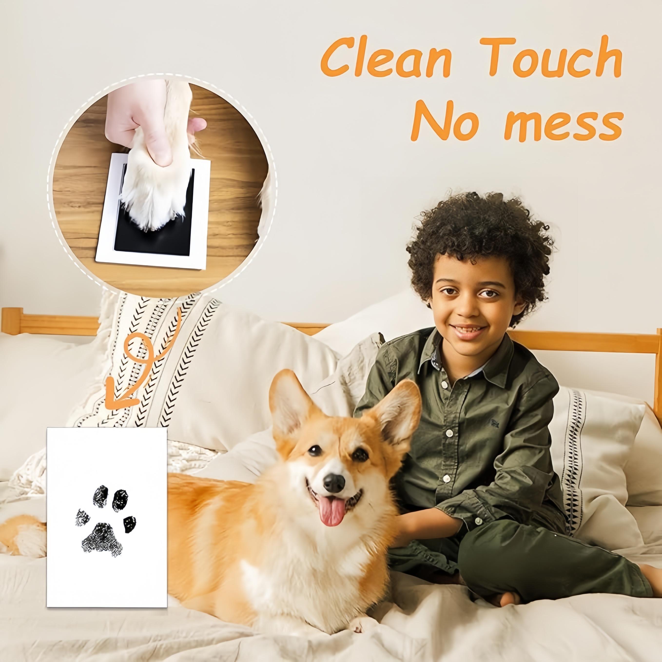 4-Pcs Paw Print Kit + 2 Photo Frame, Larleaf Dog Nose Print Kit, Mess-Free Paw Print Stamp Pad for Dogs & Cats, Clean Touch Ink Pad, Ink Pad for Hand and Footprints, Print Photo Frame Kit, Dog Stuff #Summervibes #
