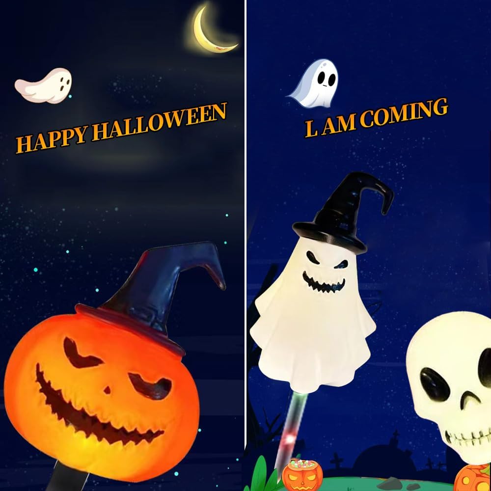 🔥Hot Sale 49% OFF🔥6 Pack Solar LED Pumpkin Ghost Lights Outdoor