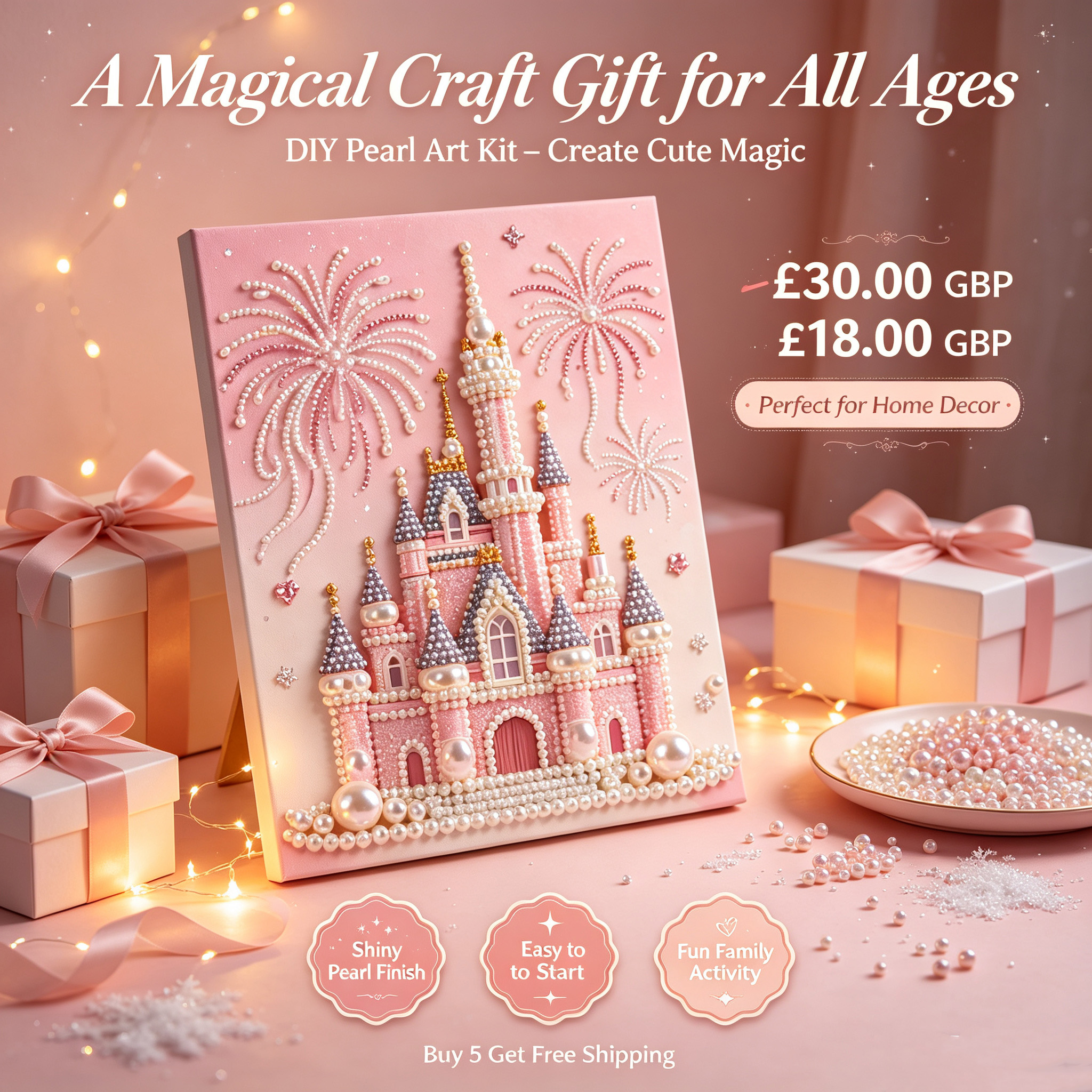 🔥🏰✨DIY Beaded Art Kit -  Turn Pearl Painting  into warm and welcoming-Cute Magic