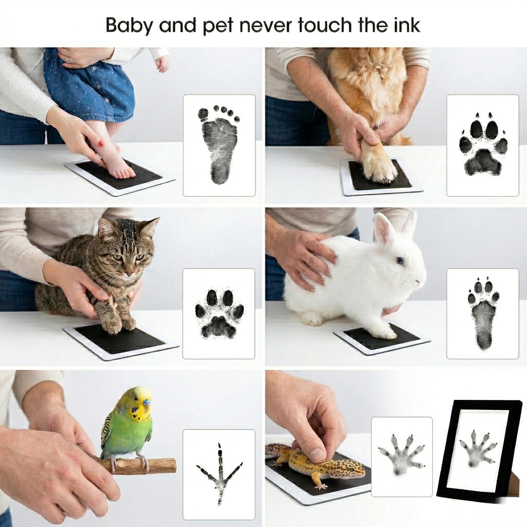 4-Pcs Paw Print Kit + 2 Photo Frame, Larleaf Dog Nose Print Kit, Mess-Free Paw Print Stamp Pad for Dogs & Cats, Clean Touch Ink Pad, Ink Pad for Hand and Footprints, Print Photo Frame Kit, Dog Stuff #Summervibes #