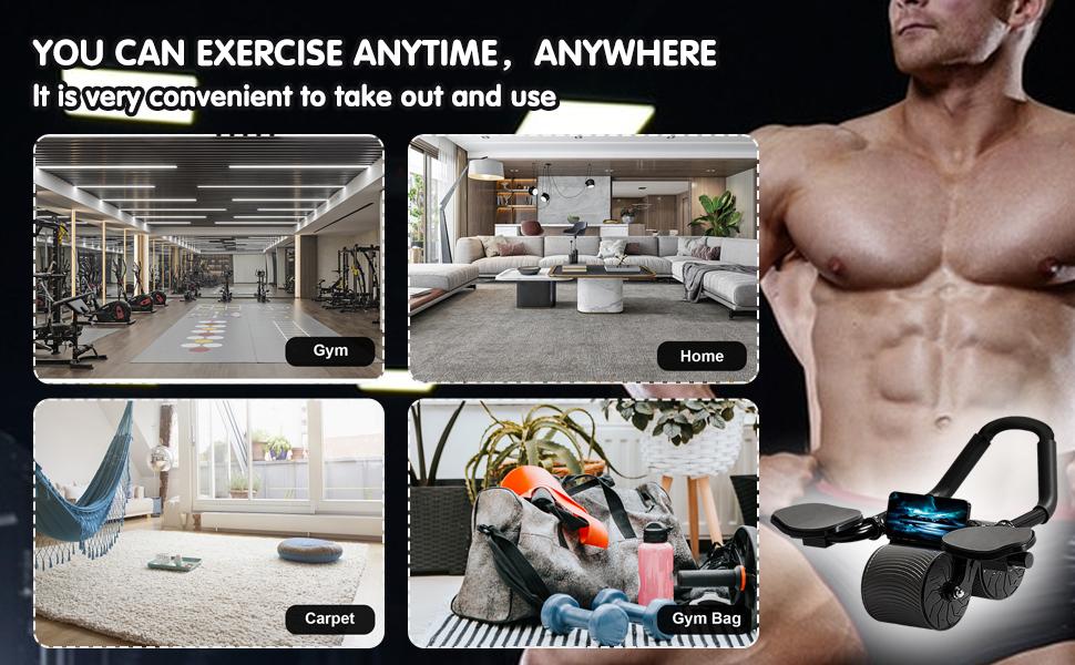 Ab Roller Wheel Workout Abdominal Fitness Wheel for Core Muscles Training with Digital Timer Phone Holder Smart Rebound Dual-Wheel Design Eco-Friendly Build maquina abdominal total body rueda summerwins,summerwins,father'sdaygifts,bathingsuitwomenset