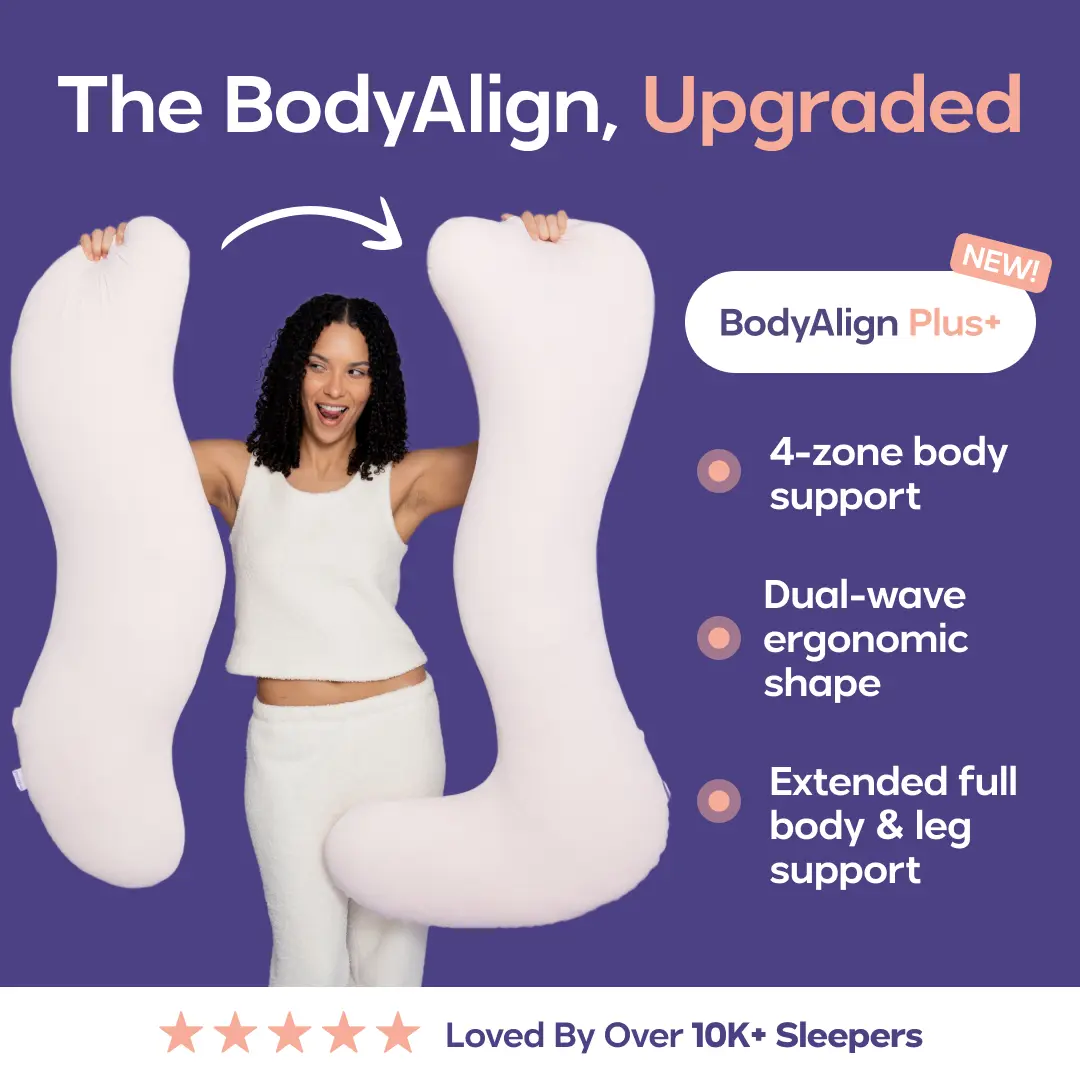 BodyAlign+ Pillow - Full Body Ergonomic Support Pillow for Back, Belly, Hips & Legs, Cooling Side Sleeper Pillow for Pregnancy, Maternity & Body Pain Relief