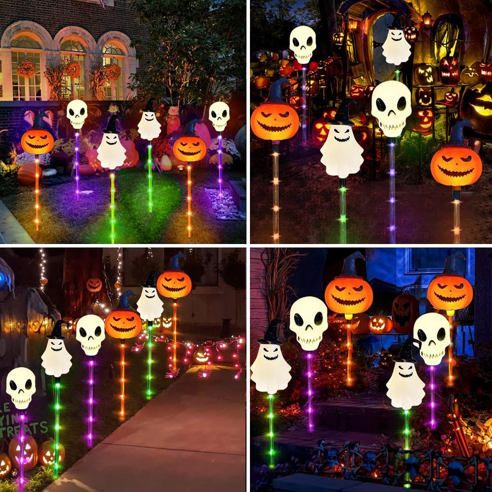 🔥Hot Sale 49% OFF🔥6 Pack Solar LED Pumpkin Ghost Lights Outdoor