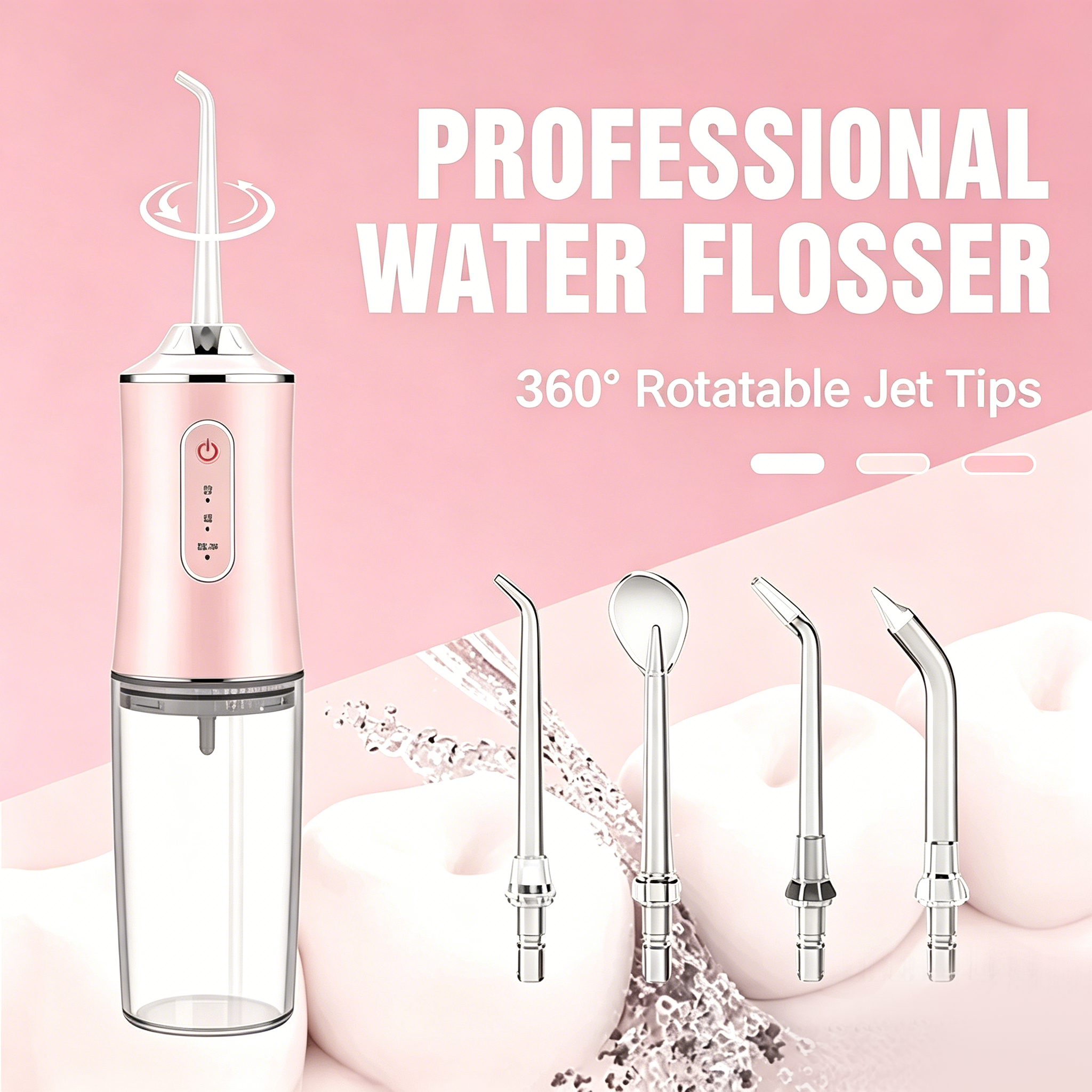 Portable Water Flosser - Cordless Pulse Oral Irrigator for Teeth Cleaning